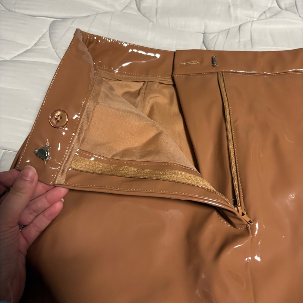 Anthropologie Sunday in Brooklyn Glossy Brown Pencil Skirt - Picture 4 of 13